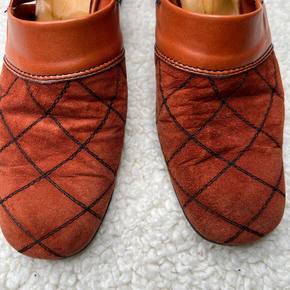 Van Eli Europa Leather Rust Sling Back Heels 7 - Picture 2 of 10